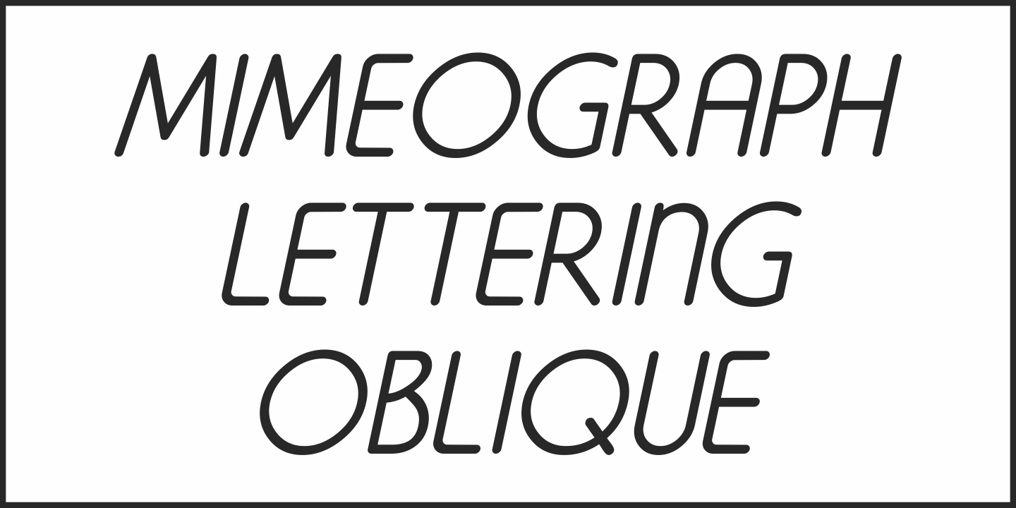 Пример шрифта Mimeograph Lettering JNL Oblique